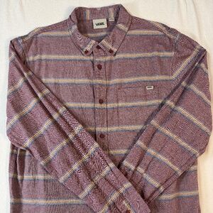 Vans Burgundy Plaid Flannel Button-Up Shirt | Size L